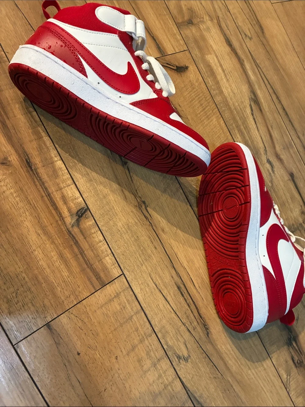 Nike Court Borough Kids Red & White High-Top Sneakers 4.5Y
